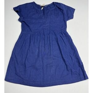 Universal Thread V Neck Tiered Baby Doll Dress Pockets Size S Linen Blend Blue